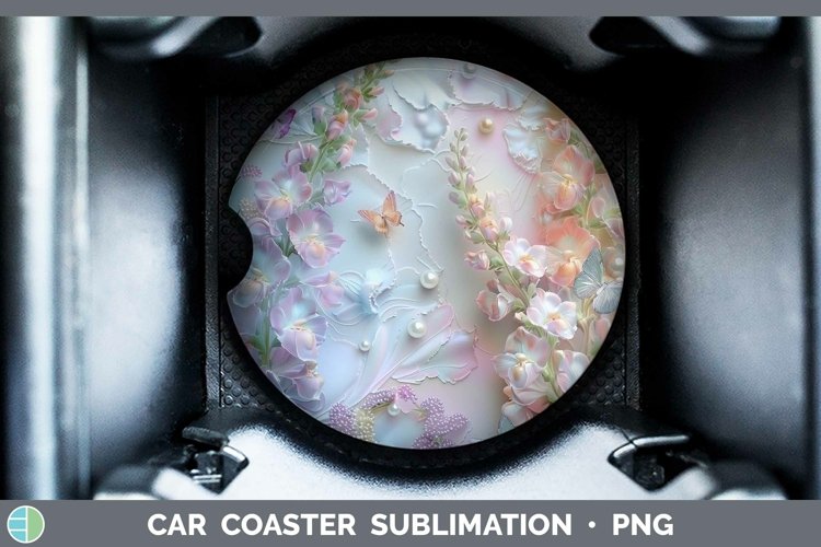GorgeousEnchanted Flowers 3D Car Coaster design.