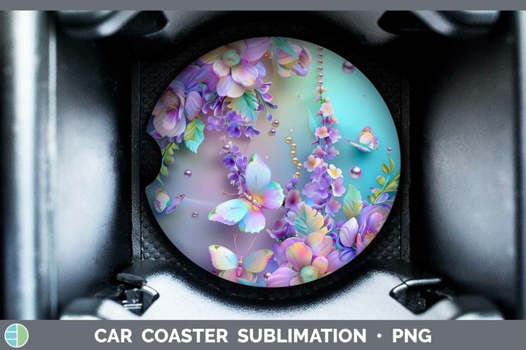 GorgeousEnchanted Flowers 3D Car Coaster design.