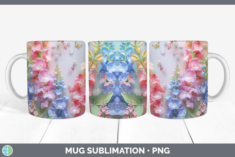 GorgeousEnchanted Flowers 3D Mug Wrap design.