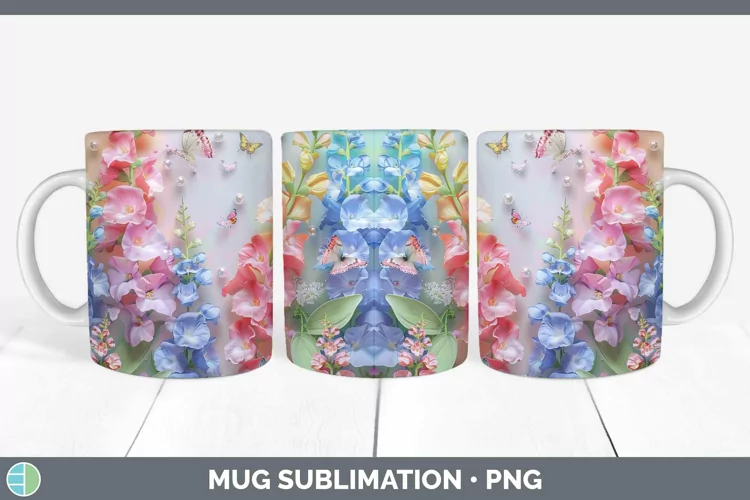 Enchanted Flowers 3D Snapdragon Mug Wrap Sublimation Coffee