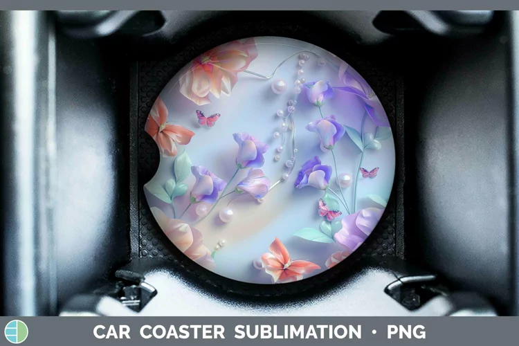Enchanted Flowers 3D Sweet Pea Car Coaster Sublimation Coast