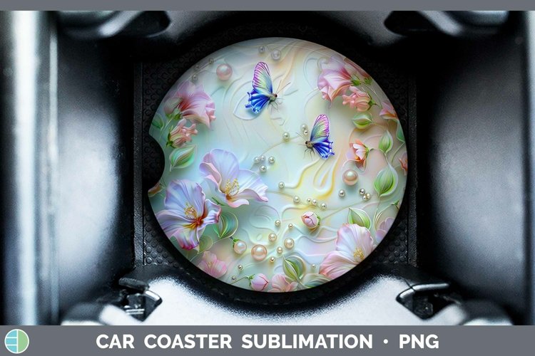 GorgeousEnchanted Flowers 3D Car Coaster design.