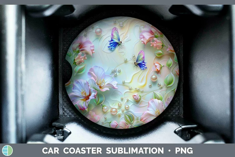 Enchanted Flowers 3D Sweet Pea Car Coaster Sublimation Coast