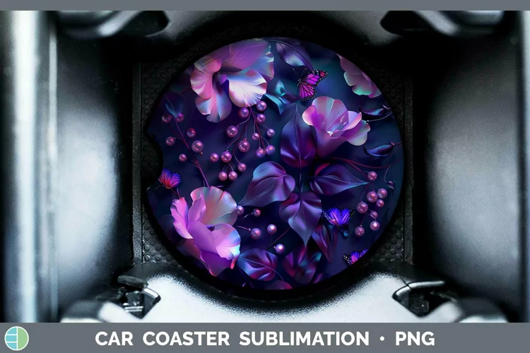 Enchanted Flowers 3D Sweet Pea Car Coaster Sublimation Coast