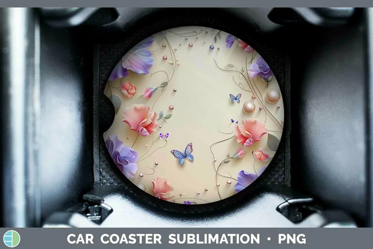 Enchanted Flowers 3D Sweet Pea Car Coaster Sublimation Coast