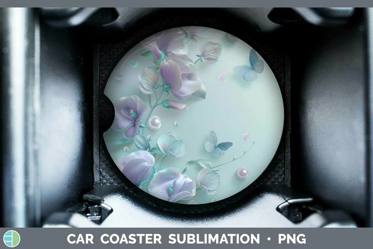 Enchanted Flowers 3D Sweet Pea Car Coaster Sublimation Coast