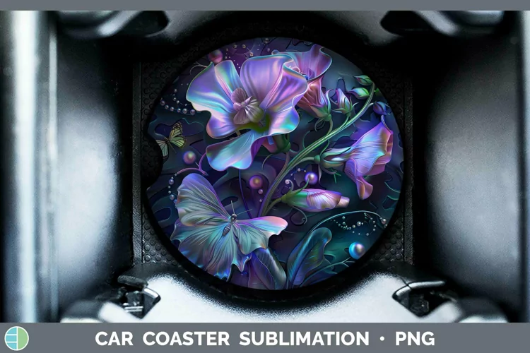 Enchanted Flowers 3D Sweet Pea Car Coaster Sublimation Coast