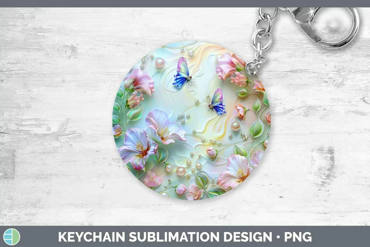 Enchanted Flowers 3D Sweet Pea Keychain Sublimation Keyring