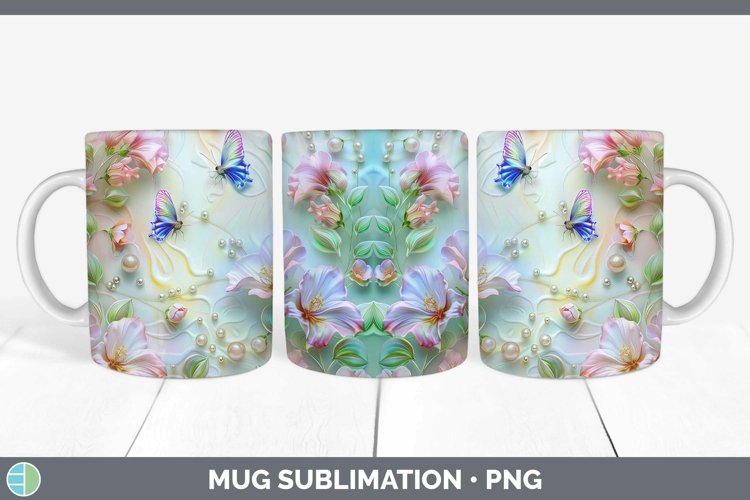 Enchanted Flowers 3D Sweet Pea Mug Wrap Sublimation Coffee C