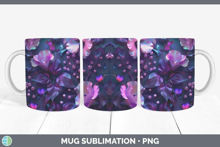 Enchanted Flowers 3D Sweet Pea Mug Wrap Sublimation Coffee C