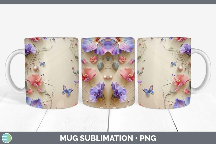 GorgeousEnchanted Flowers 3D Mug Wrap design.