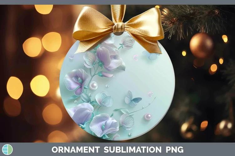 Enchanted Flowers 3D Sweet Pea Ornament Sublimation Bauble D