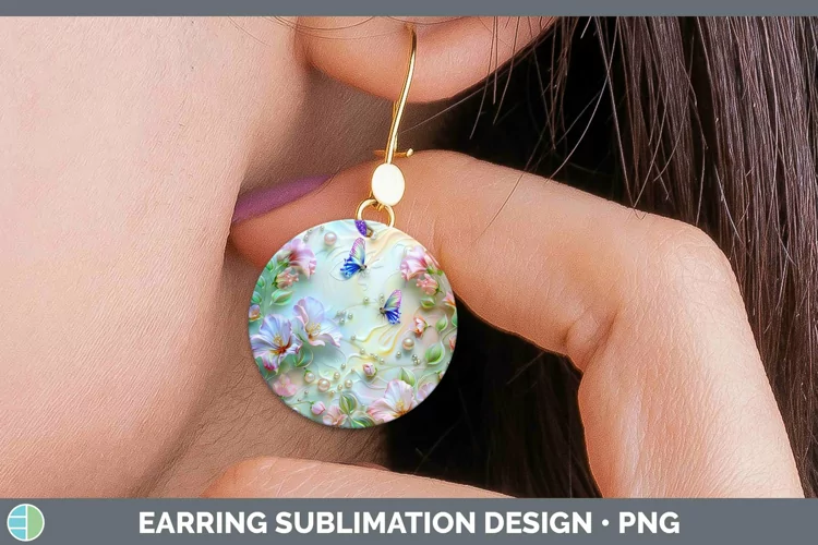Enchanted Flowers 3D Sweet Pea Round Earrings Sublimation Ea