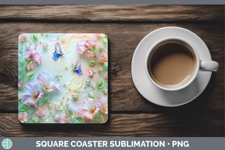 GorgeousEnchanted Flowers 3D Square Coaster design.