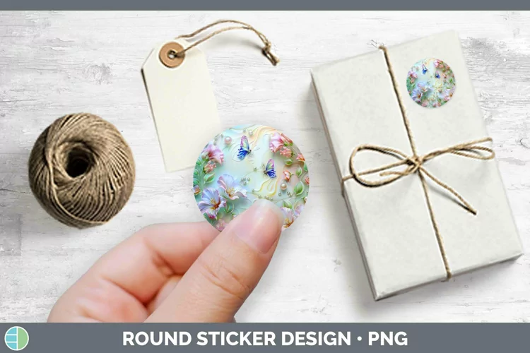 Enchanted Flowers 3D Sweet Pea Stickers | Round Labels Desig