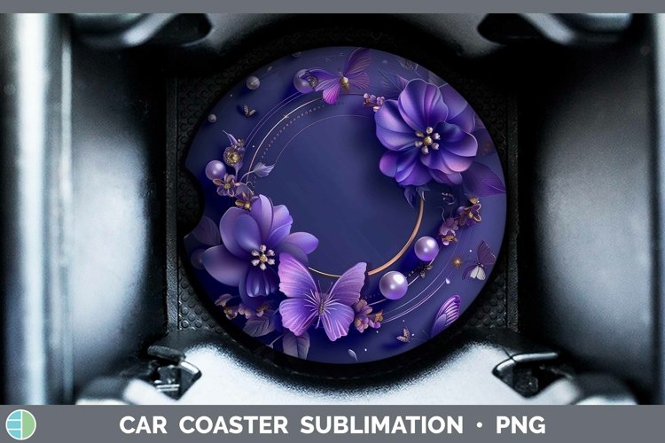 Enchanted Flowers 3D Violet Car Coaster Sublimation Coaster