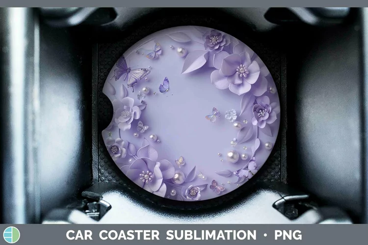 Enchanted Flowers 3D Violet Car Coaster Sublimation Coaster