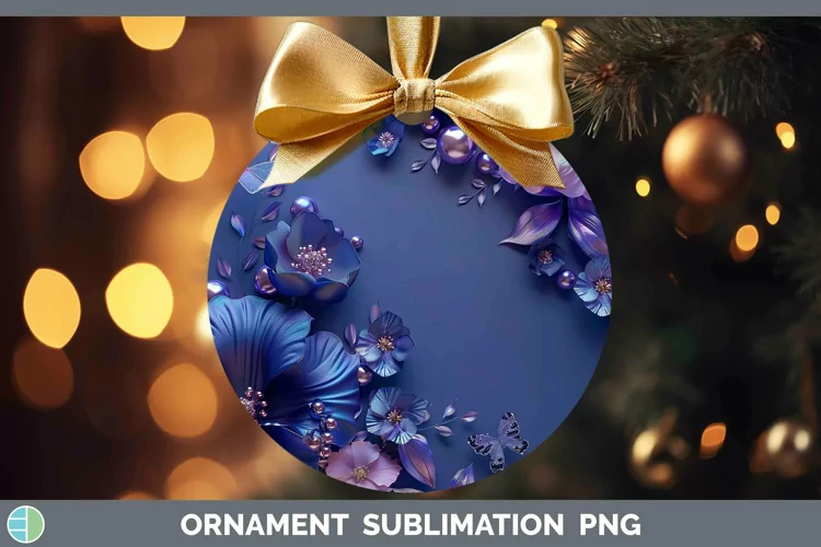 Enchanted Flowers 3D Violet Ornament Sublimation Bauble Desi