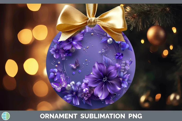 Enchanted Flowers 3D Violet Ornament Sublimation Bauble Desi