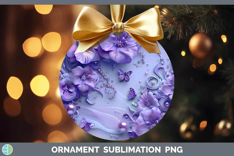 Enchanted Flowers 3D Violet Ornament Sublimation Bauble Desi