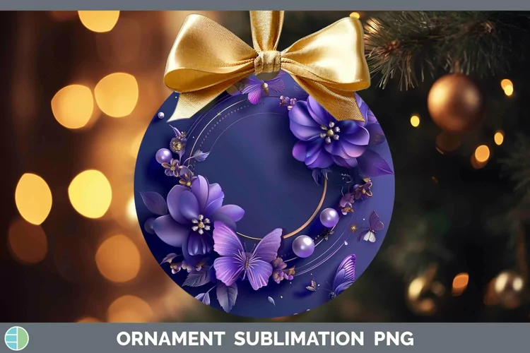 Enchanted Flowers 3D Violet Ornament Sublimation Bauble Desi
