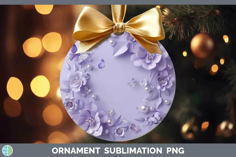 Enchanted Flowers 3D Violet Ornament Sublimation Bauble Desi