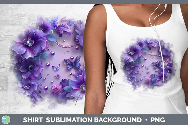 Enchanted Flowers 3D Violet Shirt Sublimation Sublimation Ba