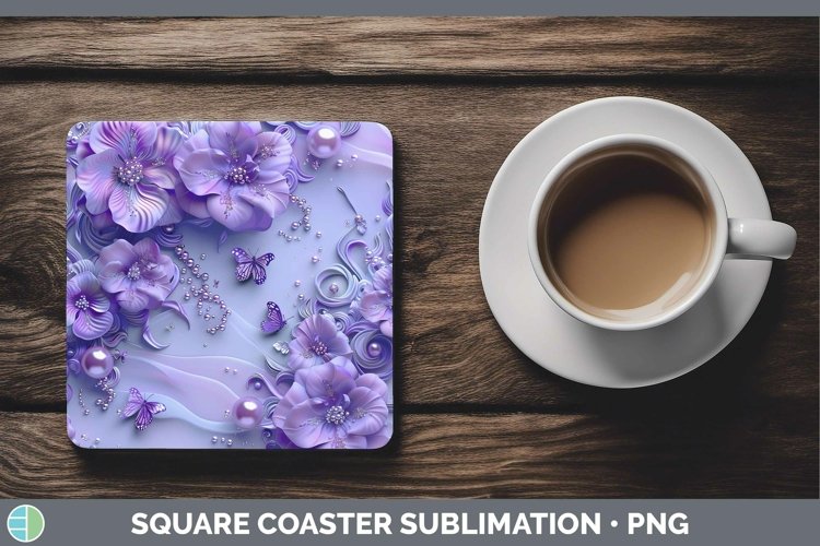 GorgeousEnchanted Flowers 3D Square Coaster design.