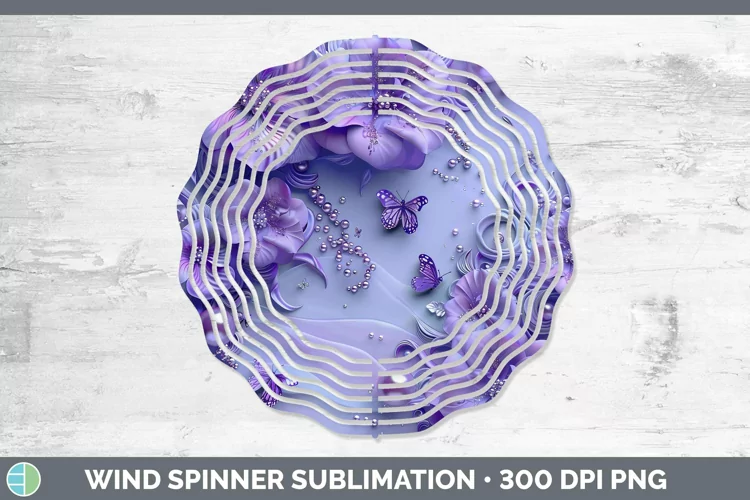 Enchanted Flowers 3D Violet Wind Spinner Sublimation Spinner