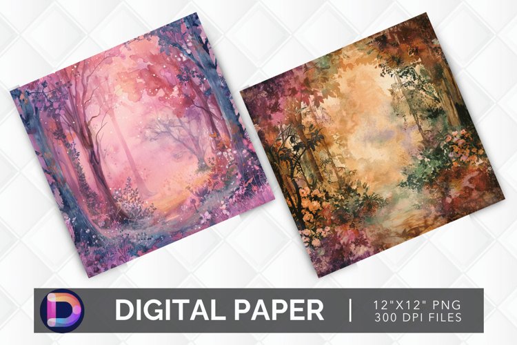 Enchanted Forest Watercolor Digital Paper