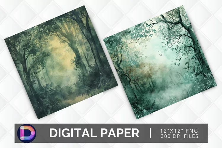 Enchanted Forest Watercolor Digital Paper