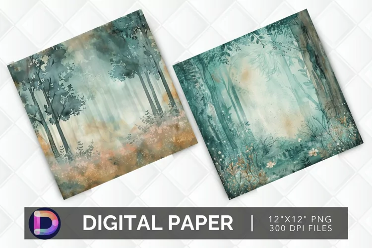 Enchanted Forest Watercolor Digital Paper