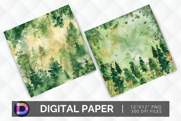 Enchanted Forest Watercolor Digital Paper