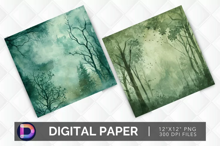 Enchanted Forest Watercolor Digital Paper