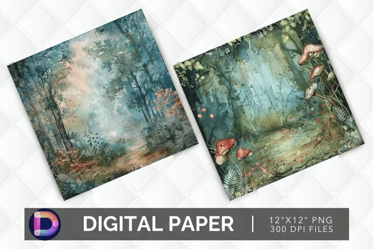 Enchanted Forest Watercolor Digital Paper