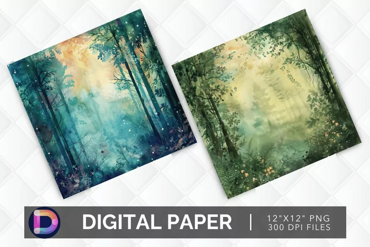 Enchanted Forest Watercolor Digital Paper