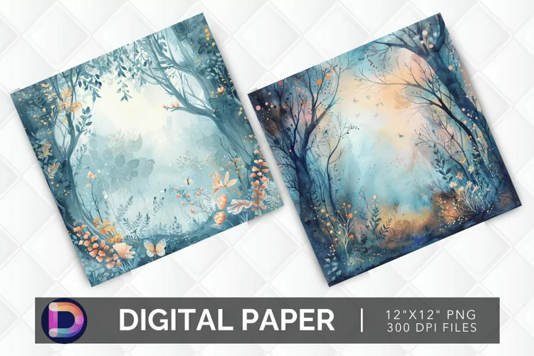 Enchanted Forest Watercolor Digital Paper