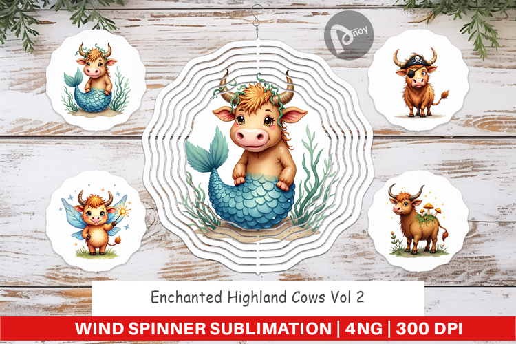 Enchanted Highland Cow Wind Spinner