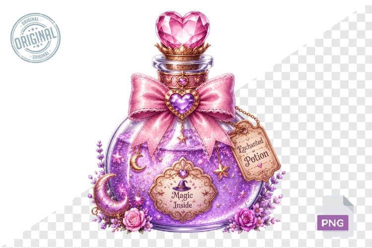 Enchanted Magic Potion Bottle PNG Clipart Artwork