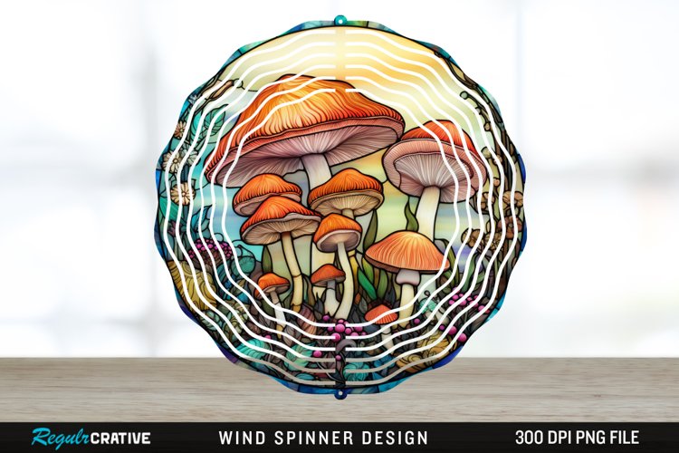 Enchanted Mushrooms Wind Spinner Sublimation Design PNG