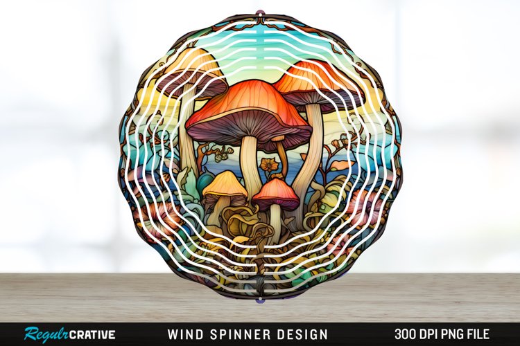 Enchanted Mushrooms Wind Spinner Sublimation Design PNG