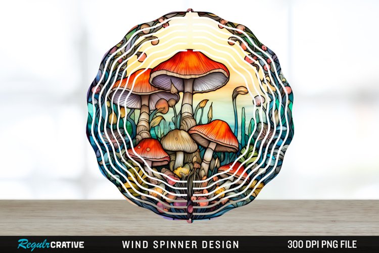 Enchanted Mushrooms Wind Spinner Sublimation Design PNG
