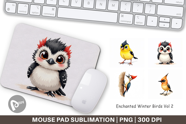 Enchanted Winter Birds Mouse Pad