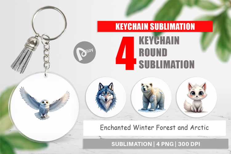 Winter Forest Arctic Friends Keychain