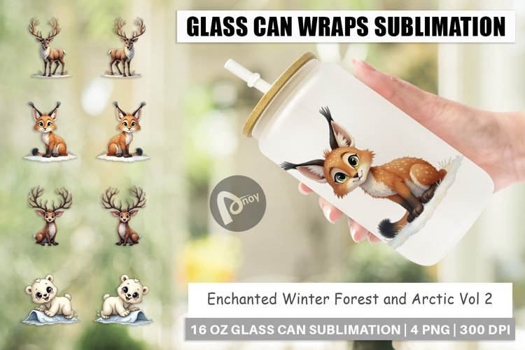 Winter Forest Arctic Friends Glass Can