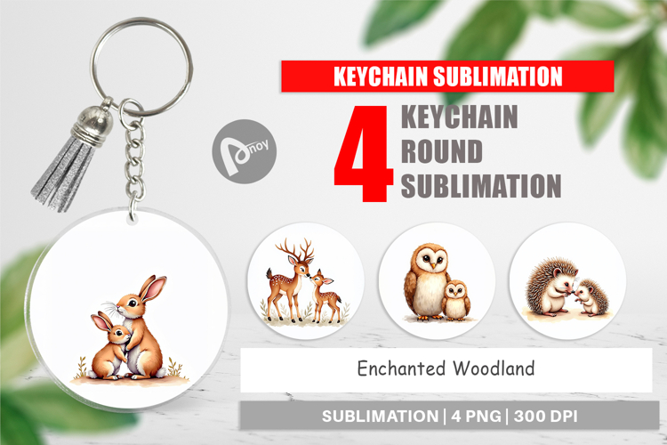 Woodland Mom Baby Animals Keychain