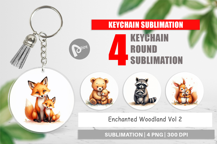 Woodland Mom Baby Animals Keychain