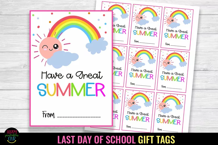 Great Summer I Last Day of School Gift Tag I End of School