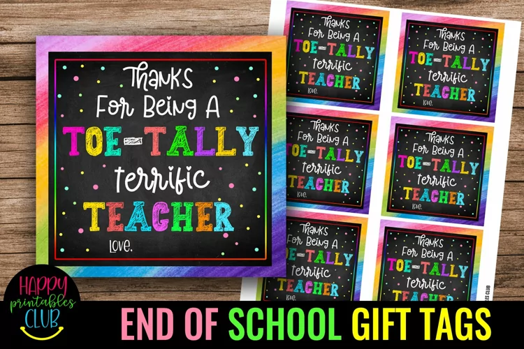 Thanks for Being Toe-Tally Terrific -End of School Year Tag