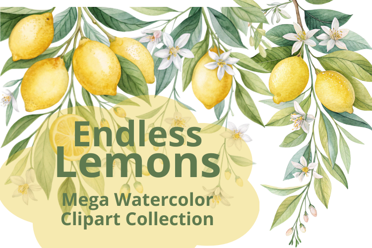 Endless Lemons Watercolor Clipart Pack